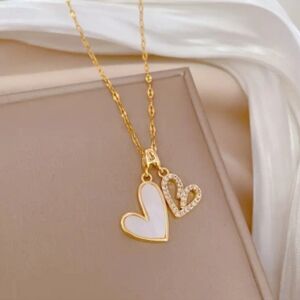 18k Gold Plated Double-Layer Heart Pendant Necklace
